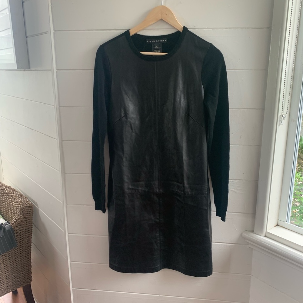 NWT: Ralph Lauren Leather and Cashmere Dress - Picture 6 of 13